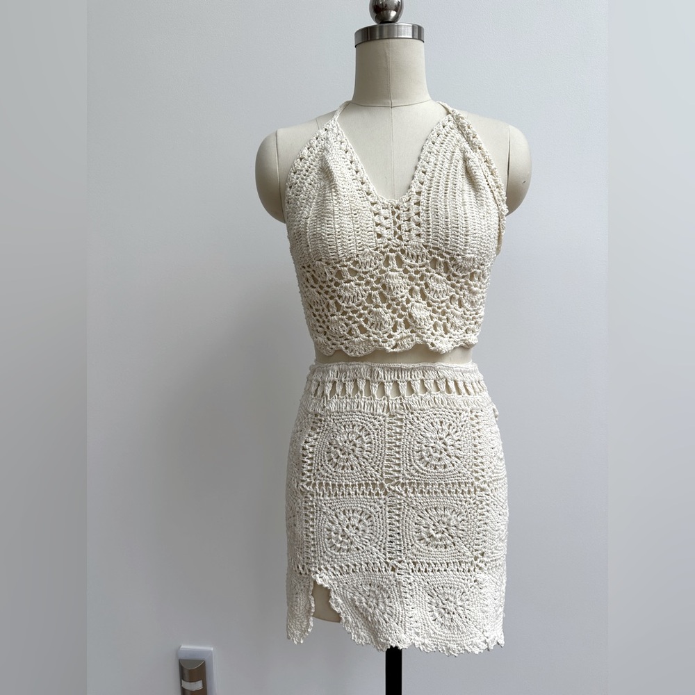 Crochet top and skirt boho set (new)